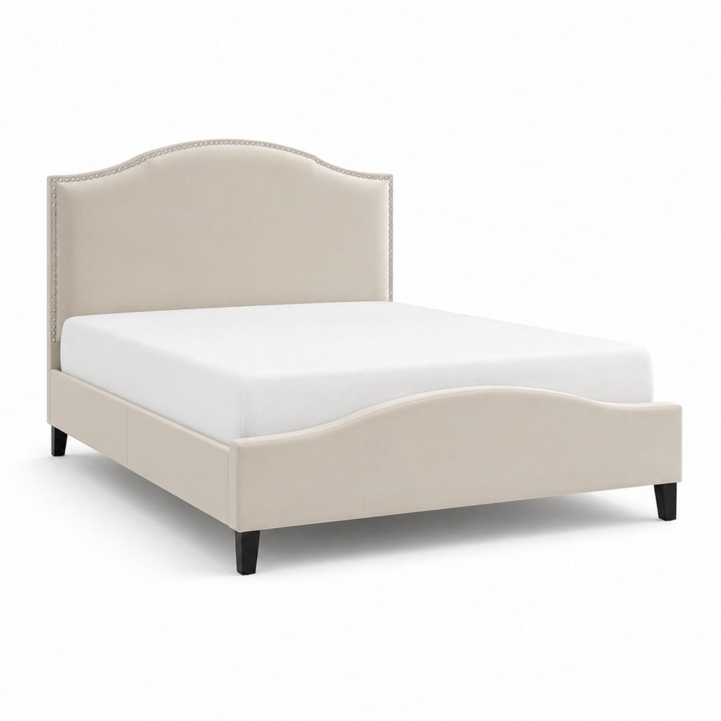 Letto matrimoniale con struttura beige in pelle PU 160 x 200 cm