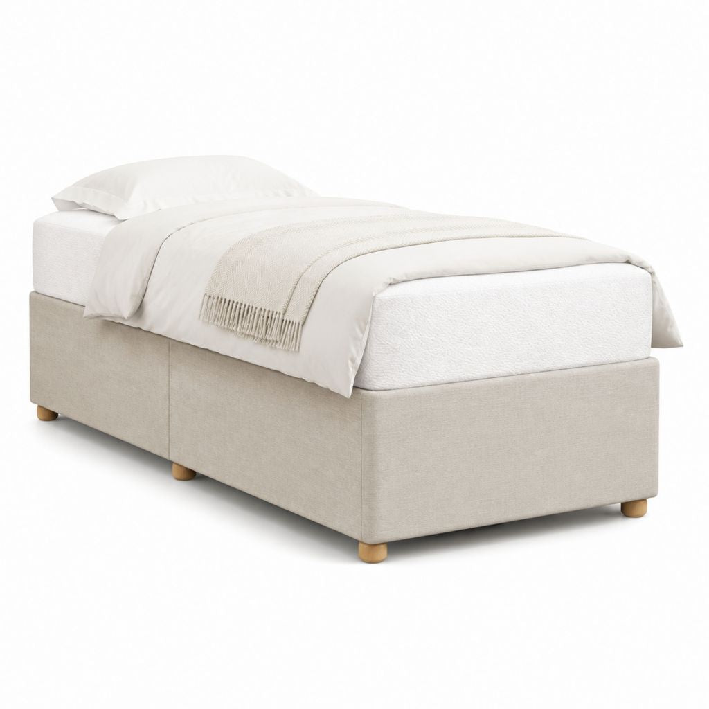 Letto singolo imbottito beige in poliestere 90 x 200 cm