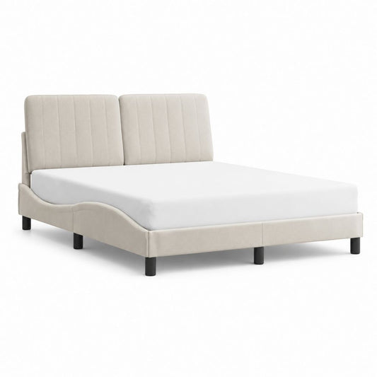 Letto matrimoniale 160 x 200 cm beige in poliestere con testiera imbottita