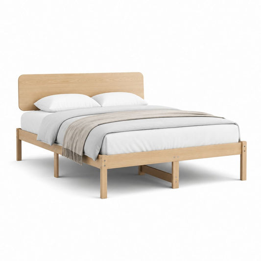 Letto matrimoniale in legno massello naturale rettangolare 160 x 200 cm