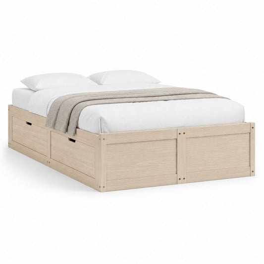 Letto contenitore matrimoniale in pino massello rovere chiaro rettangolare 160 x 200 cm