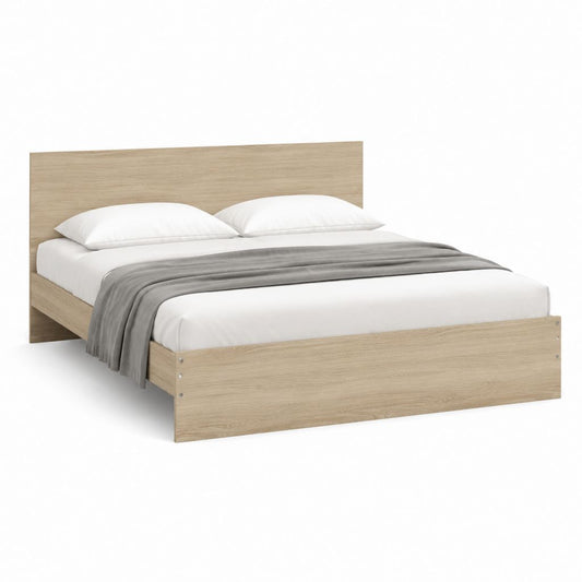 Letto matrimoniale con struttura rettangolare rovere chiaro in pannelli di particelle 160 x 200 cm
