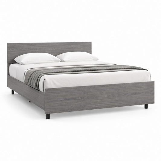 Letto matrimoniale grigio in pannello truciolare melaminico 160 x 200 cm
