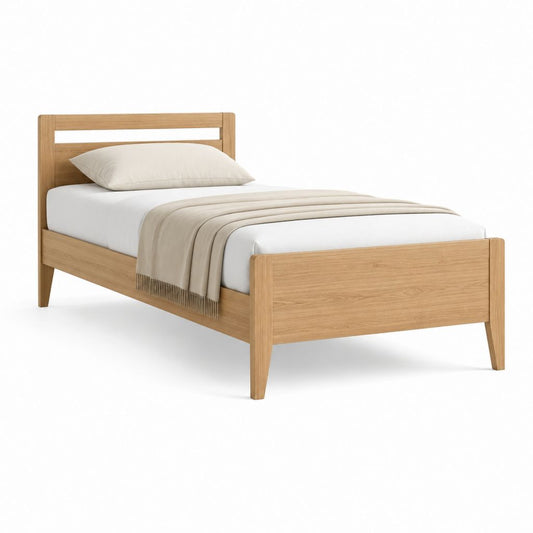Letto singolo in rovere massello marrone chiaro rettangolare 90 x 200 cm