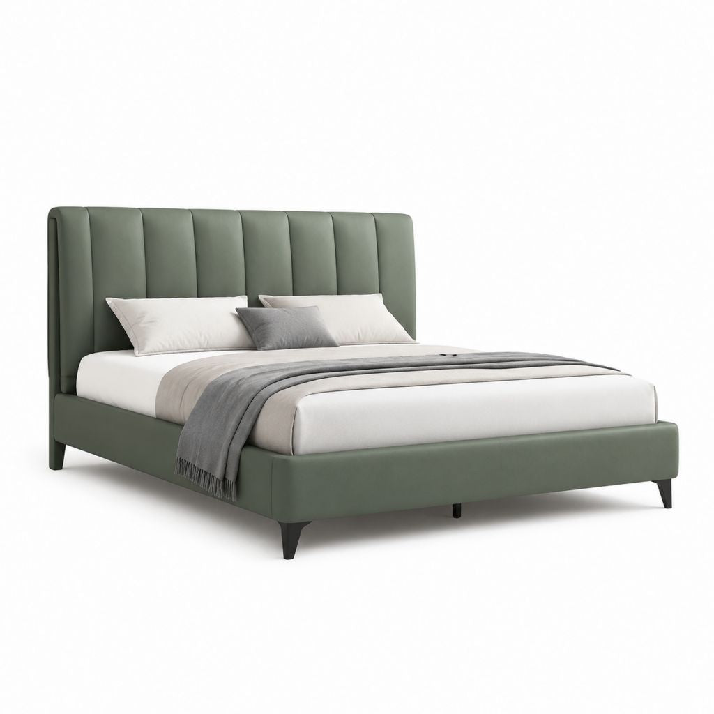 Letto matrimoniale imbottito verde in similpelle PU rettangolare 160 x 200 cm