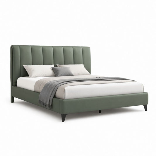 Letto matrimoniale imbottito verde in similpelle PU rettangolare 160 x 200 cm