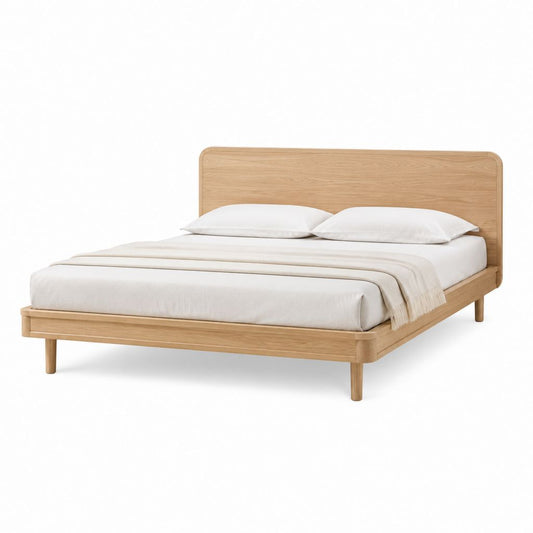 Letto matrimoniale rettangolare in legno massello di quercia naturale 160 x 200 cm